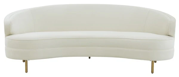 Safavieh Primrose Curved Velvet Sofa - Creme - Image 2
