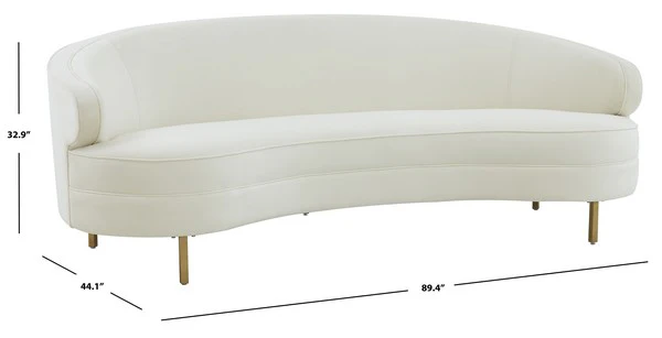 Safavieh Primrose Curved Velvet Sofa - Creme - Image 3
