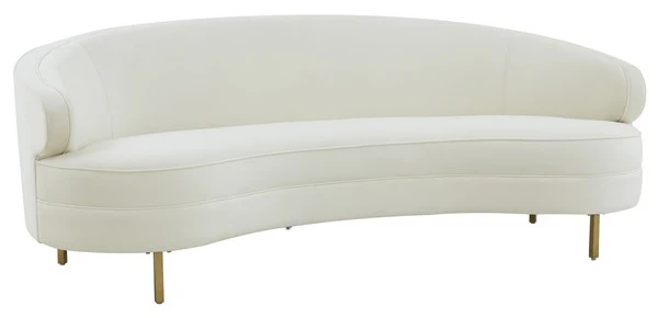 Safavieh Primrose Curved Velvet Sofa - Creme - Image 4