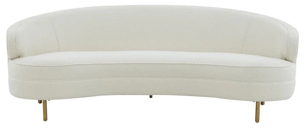 Safavieh Primrose Curved Upholstered Fabric Sofa - Ivory - Image 2