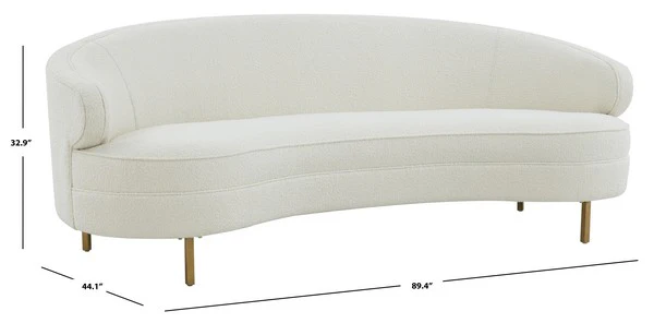Safavieh Primrose Curved Upholstered Fabric Sofa - Ivory - Image 3