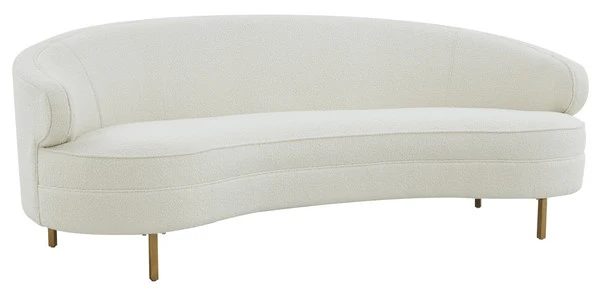Safavieh Primrose Curved Upholstered Fabric Sofa - Ivory - Image 5