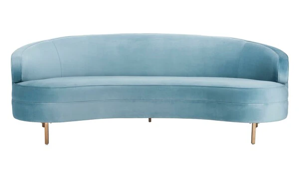 Safavieh Primrose Curved Velvet Sofa - Light Blue - Image 3