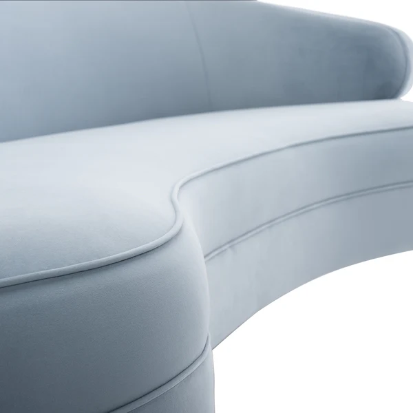 Safavieh Primrose Curved Velvet Sofa - Light Blue - Image 4