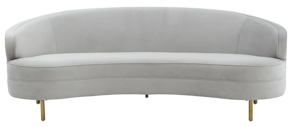 Safavieh Primrose Curved Velvet Sofa - Light Gray - Image 2
