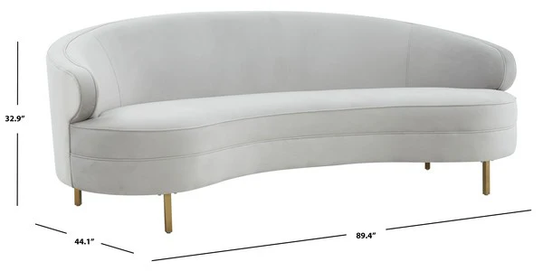 Safavieh Primrose Curved Velvet Sofa - Light Gray - Image 3