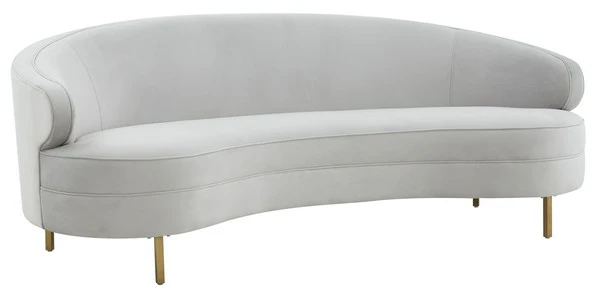 Safavieh Primrose Curved Velvet Sofa - Light Gray - Image 4