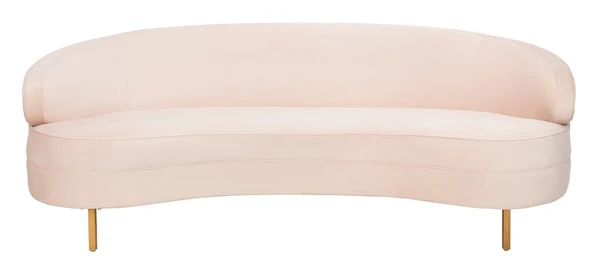 Safavieh Primrose Curved Velvet Sofa - Light Pink - Image 2