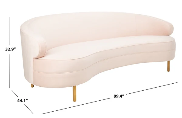 Safavieh Primrose Curved Velvet Sofa - Light Pink - Image 3