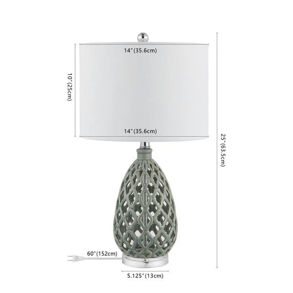 Safavieh Quin, 25 Inch, Grey, Ceramic/Iron Table Lamp Set Of 2 Set Of 2 - Grey - Image 3