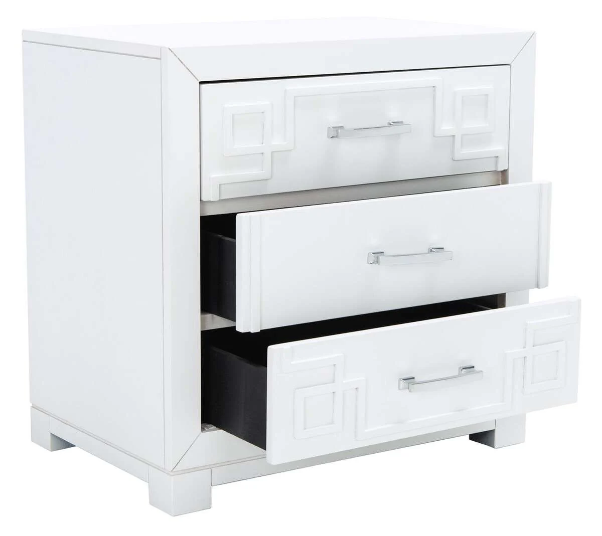 Safavieh Raina Three Drawer Greek Key Night Stand - White - Image 2