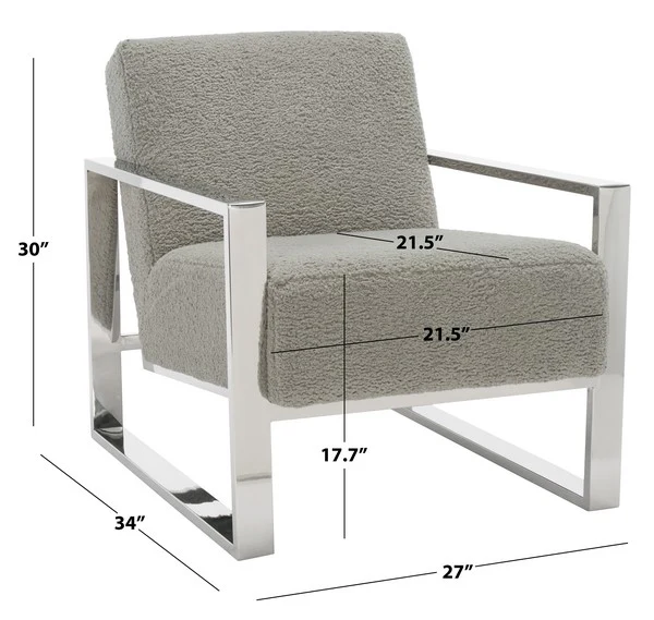 Safavieh Ramos Metal Framed Accent Chai - Gray - Image 4