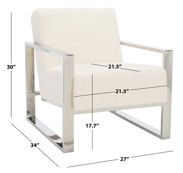 Safavieh Ramos Metal Framed Accent Chai - Ivory - Image 3