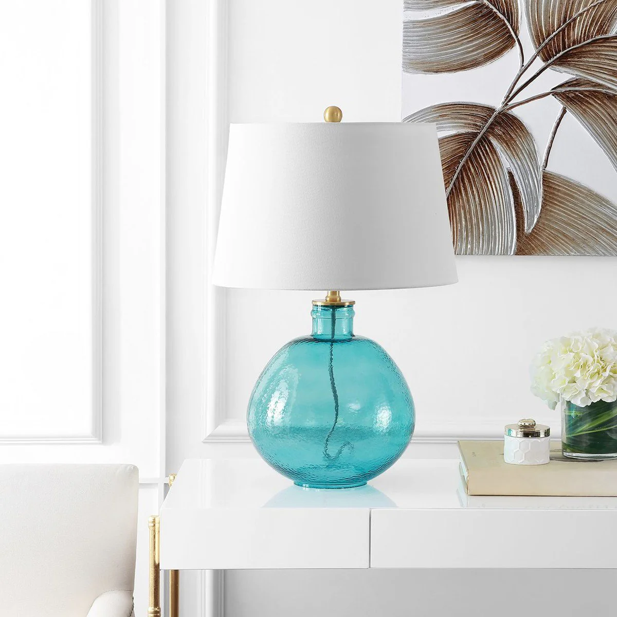 Safavieh Rasby 27 Inch H Glass Table Lamp - Blue - Image 3