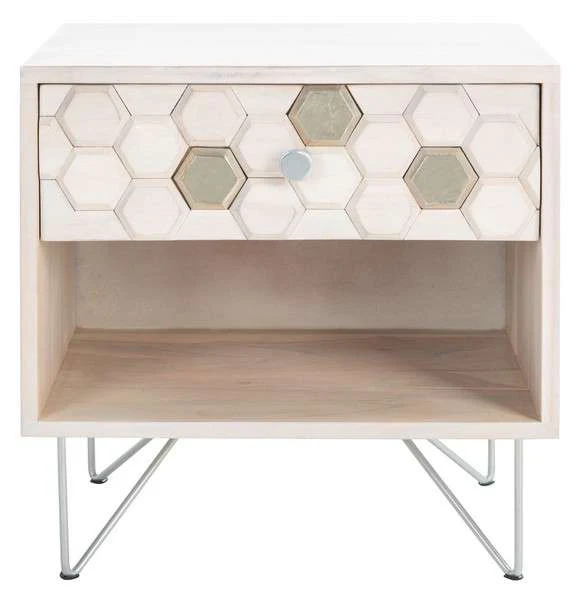 Safavieh Raveena Nightstand - White Wash With Silver - Image 2