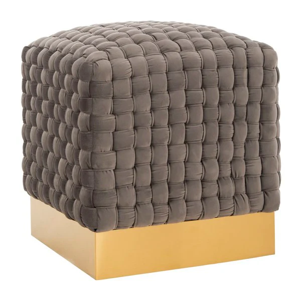 Safavieh Ravyn Woven Velvet Ottoman - Dark Gray - Image 3