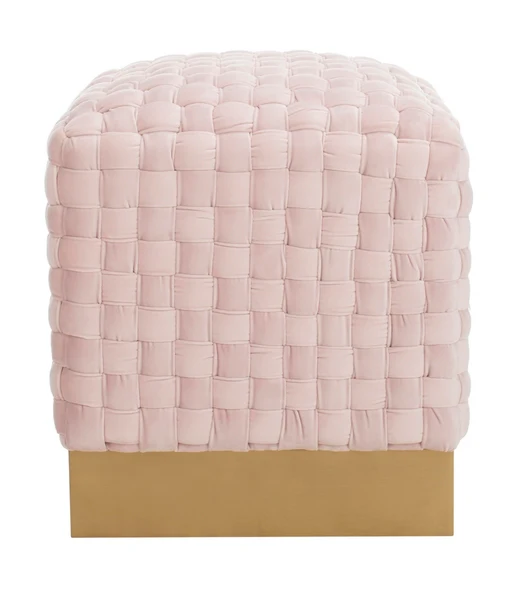 Safavieh Ravyn Woven Velvet Ottoman - Pink - Image 2