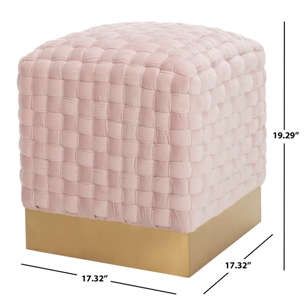 Safavieh Ravyn Woven Velvet Ottoman - Pink - Image 3