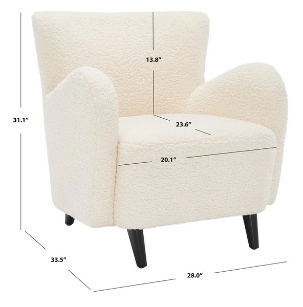 Safavieh Rayanne Modern Wingback Chair - Ivory - Image 3