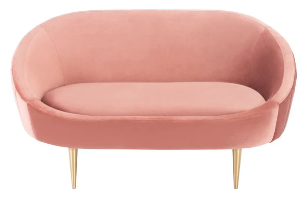 Safavieh Razia Channel Tufted Velvet Loveseat - Dusty Rose - Image 2
