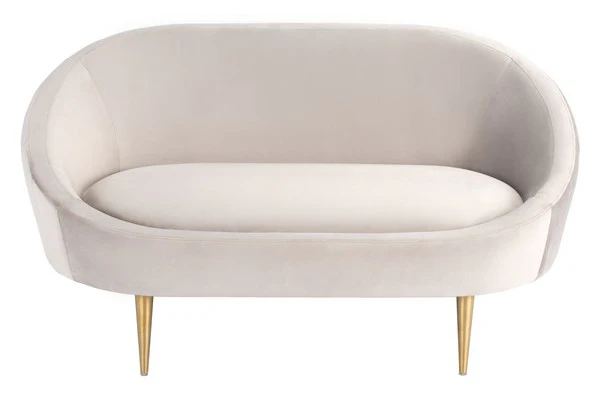 Safavieh Razia Channel Tufted Velvet Loveseat - Pale Taupe - Image 2