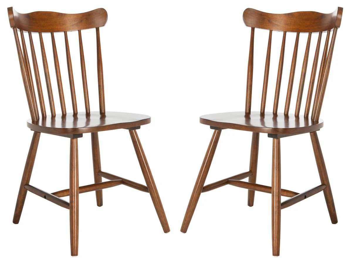 Safavieh Reeves Dining Chair Set Of 2 - Walnut - Image 2