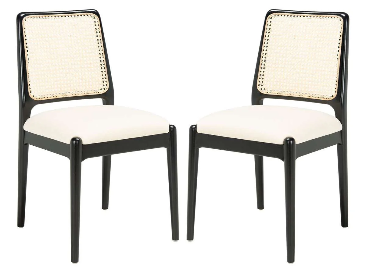 Safavieh Reinhardt Rattan Dining Chair Set Of 2 - Black - Image 2