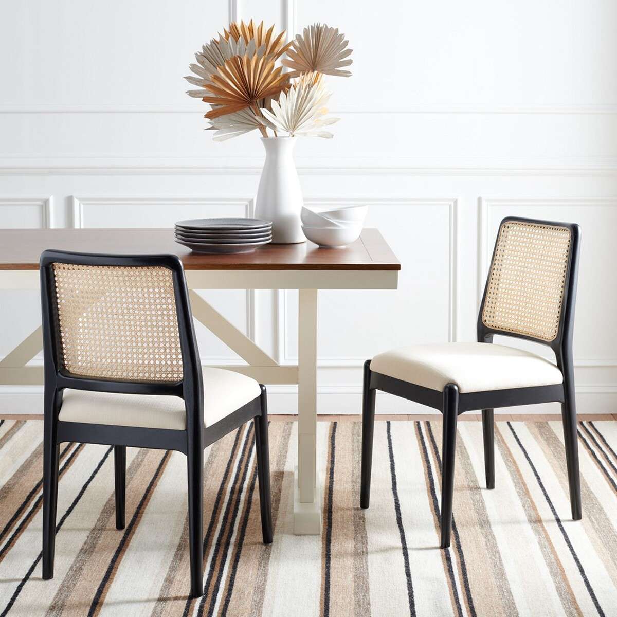Safavieh Reinhardt Rattan Dining Chair Set Of 2 - Black - Image 3