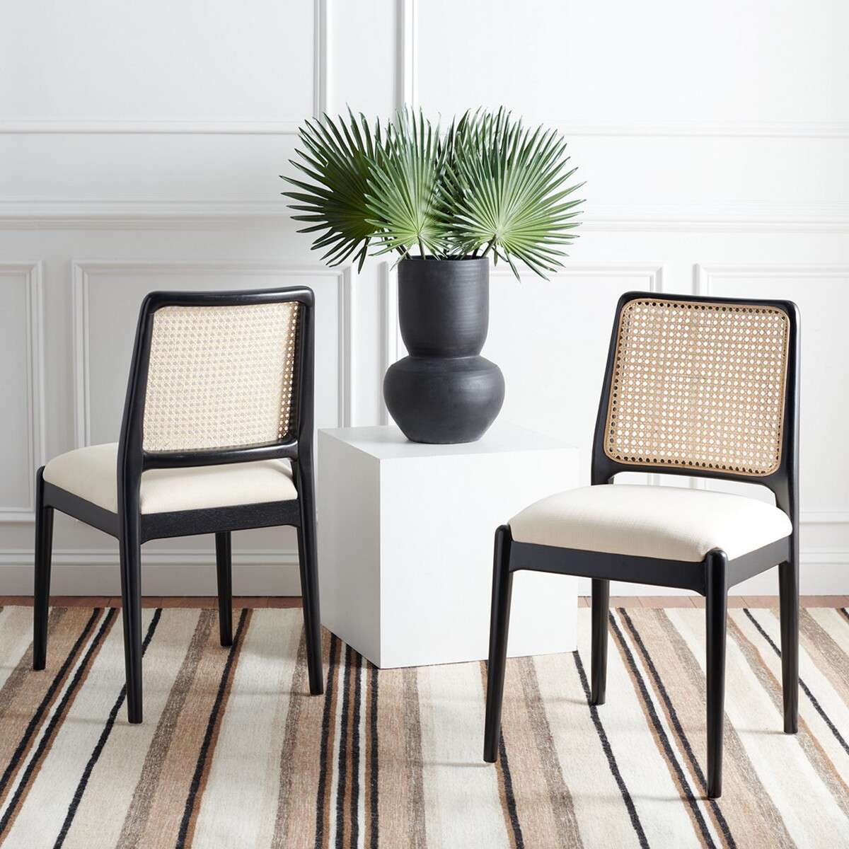 Safavieh Reinhardt Rattan Dining Chair Set Of 2 - Black - Image 4