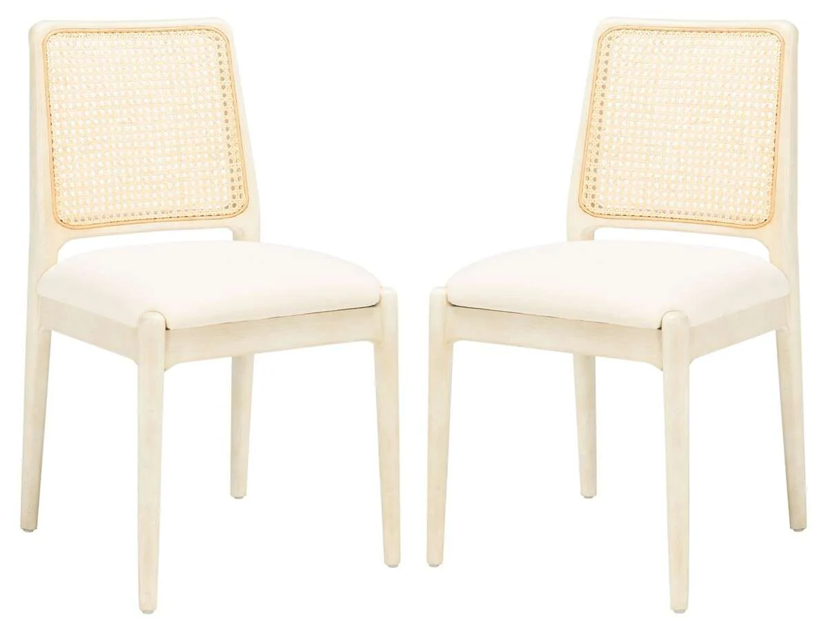 Safavieh Reinhardt Rattan Dining Chair Set Of 2 - White - Image 2