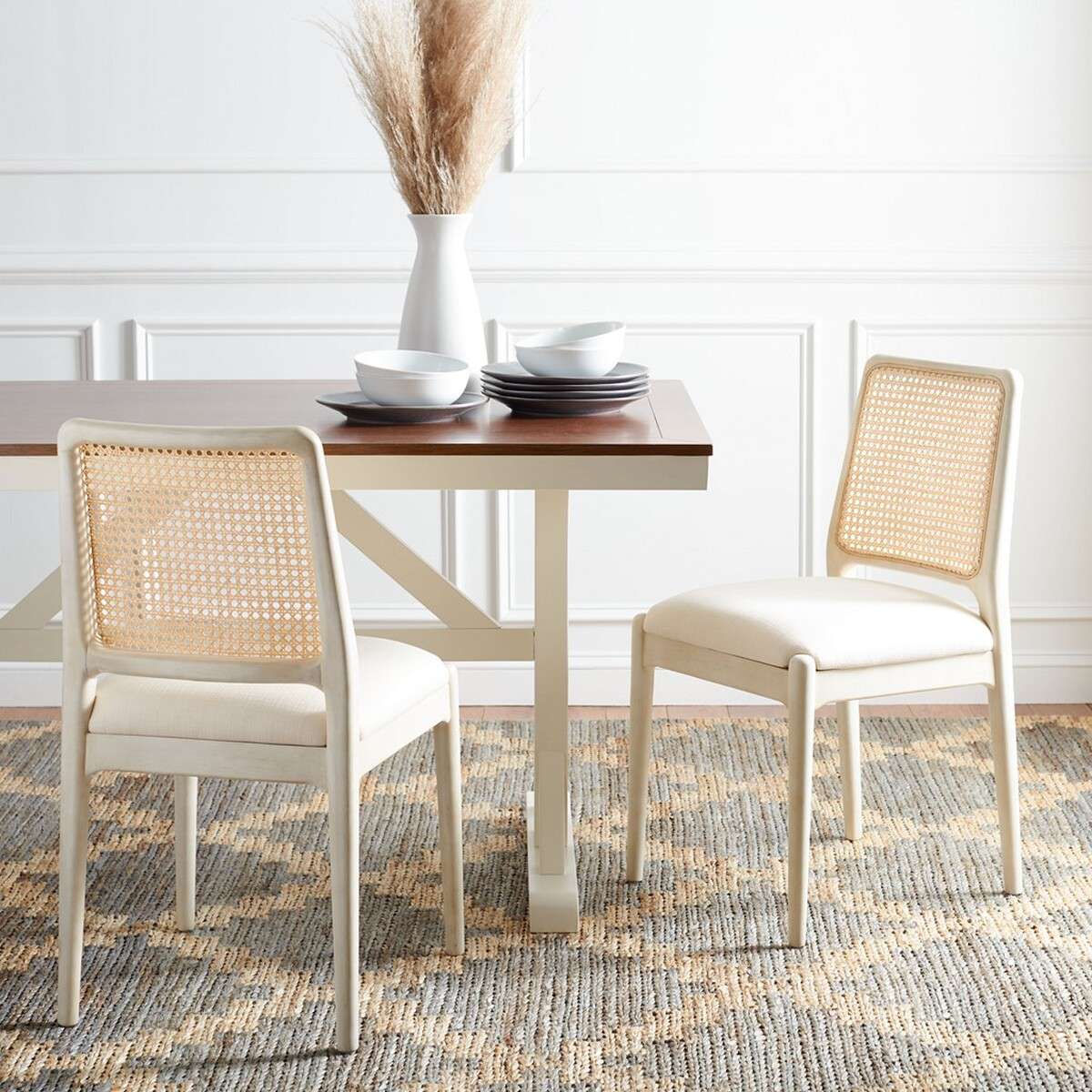 Safavieh Reinhardt Rattan Dining Chair Set Of 2 - White - Image 3