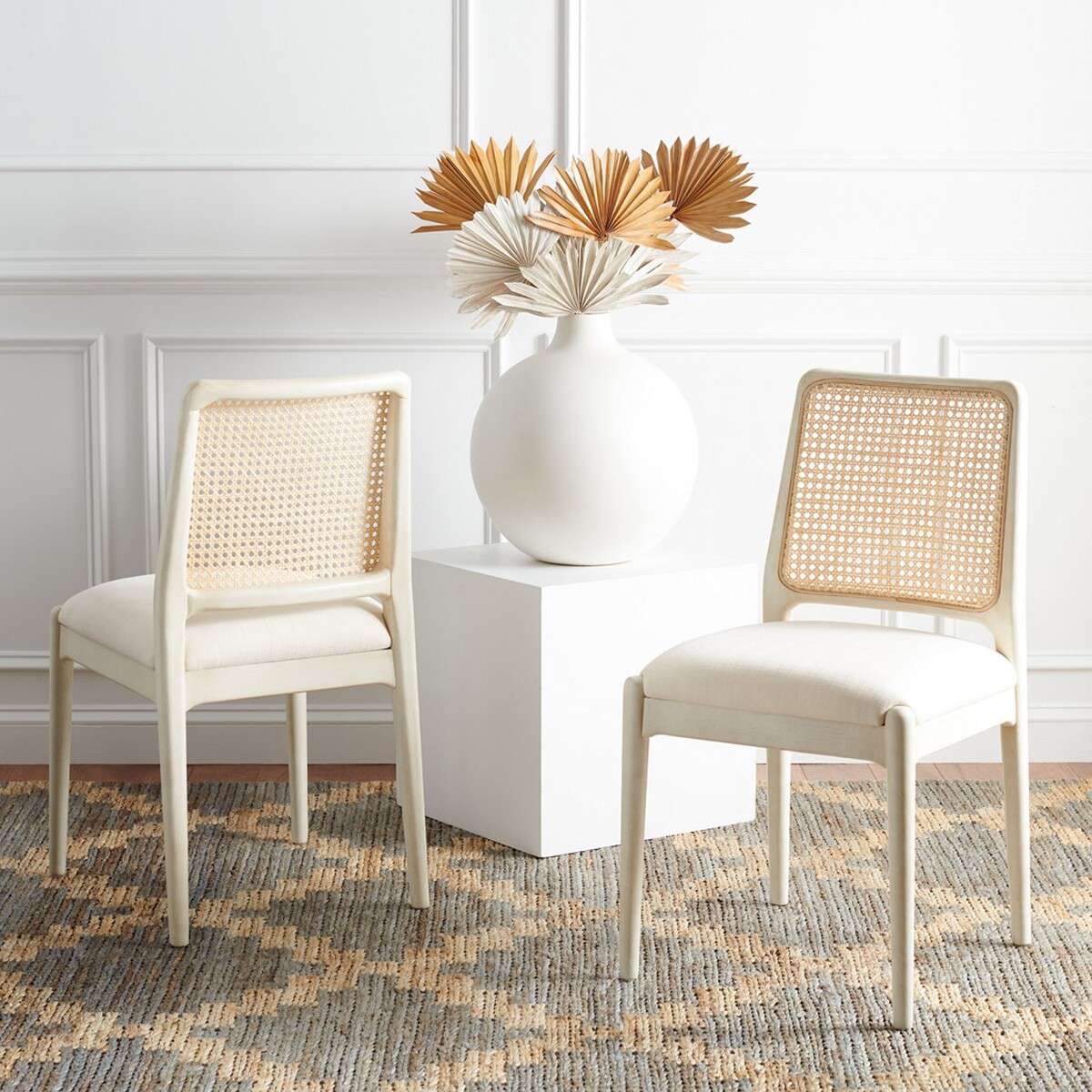 Safavieh Reinhardt Rattan Dining Chair Set Of 2 - White - Image 4