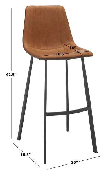 Safavieh Rhyatte Bar Stool - Cognac - Image 4