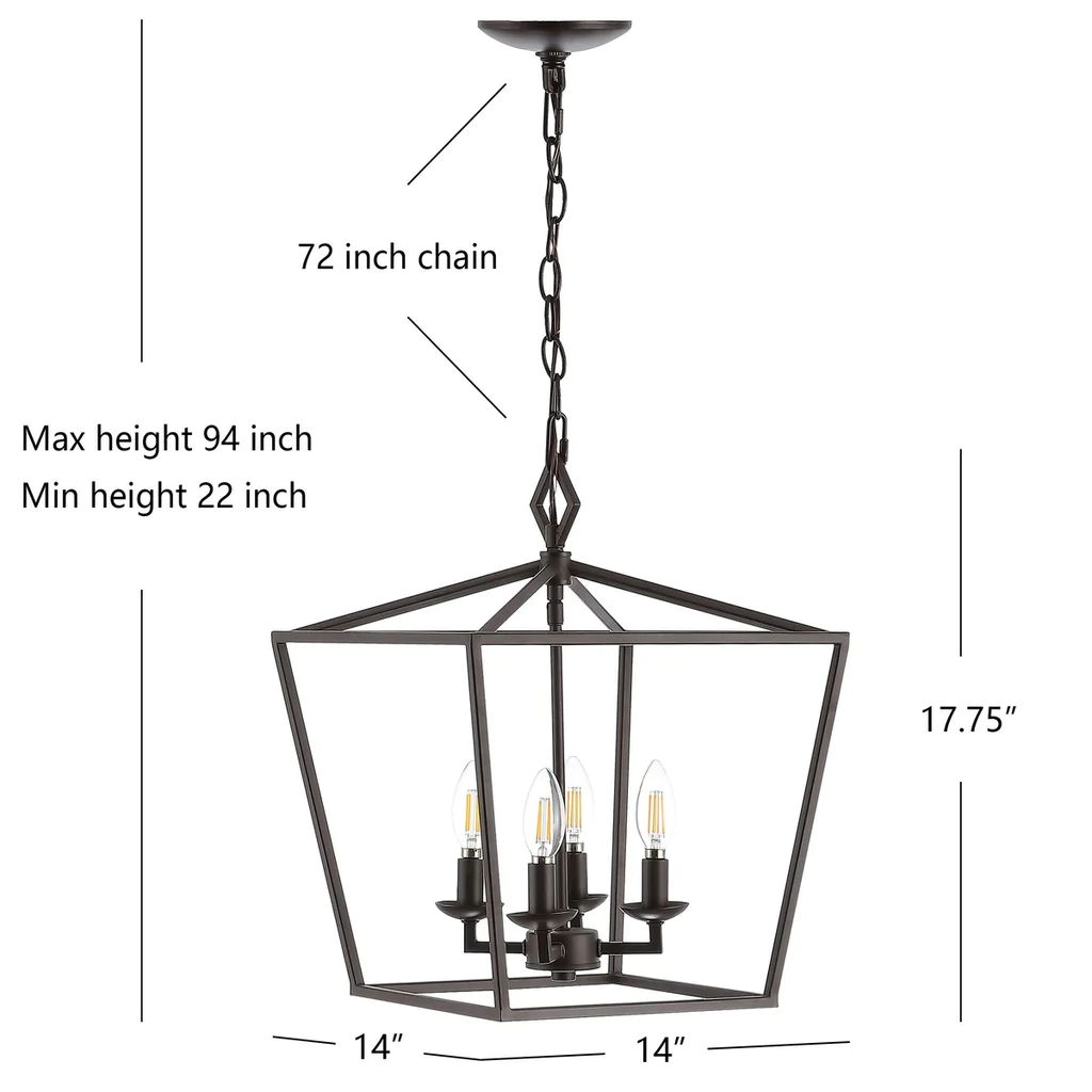 Safavieh Rosalen 4Lt Pendant - Oil Rubbed Bronze (Black) - Image 4