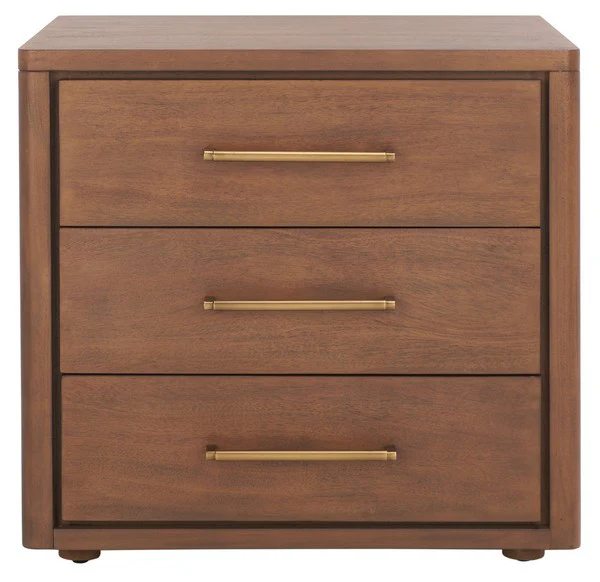 Safavieh Rosey 3 Drawer Wood Nightstand - Brown - Image 2