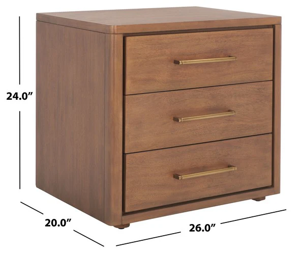 Safavieh Rosey 3 Drawer Wood Nightstand - Brown - Image 3