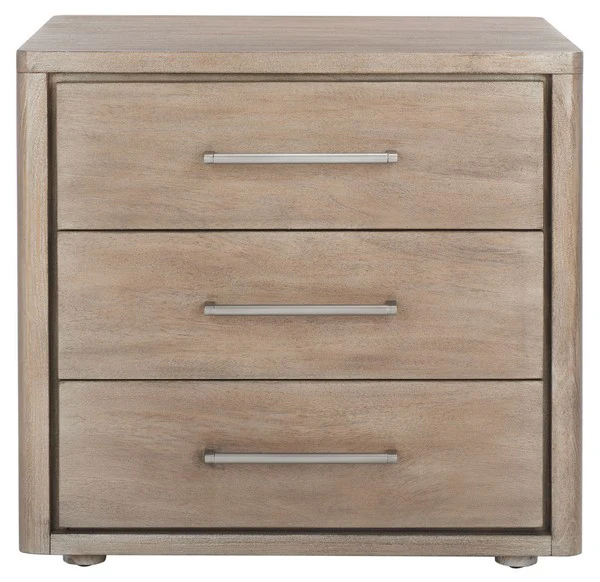 Safavieh Rosey 3 Drawer Wood Nightstand - Light Brown - Image 2