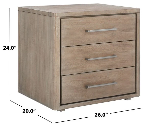Safavieh Rosey 3 Drawer Wood Nightstand - Light Brown - Image 3