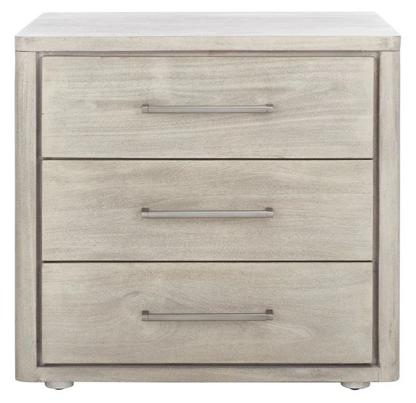 Safavieh Rosey 3 Drawer Wood Nightstand - Light Gray - Image 2