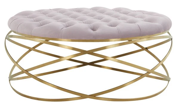 Safavieh Rumi Tufted Velvet Ottoman - Pale Taupe - Image 2