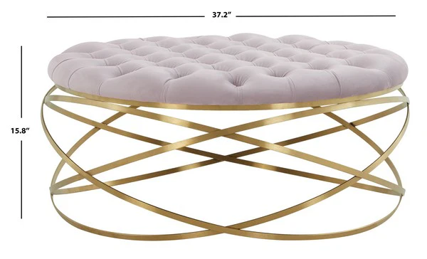 Safavieh Rumi Tufted Velvet Ottoman - Pale Taupe - Image 3