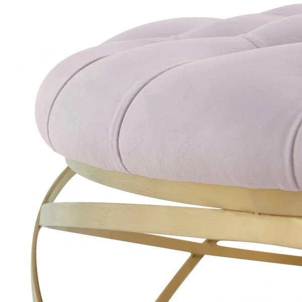 Safavieh Rumi Tufted Velvet Ottoman - Pale Taupe - Image 4