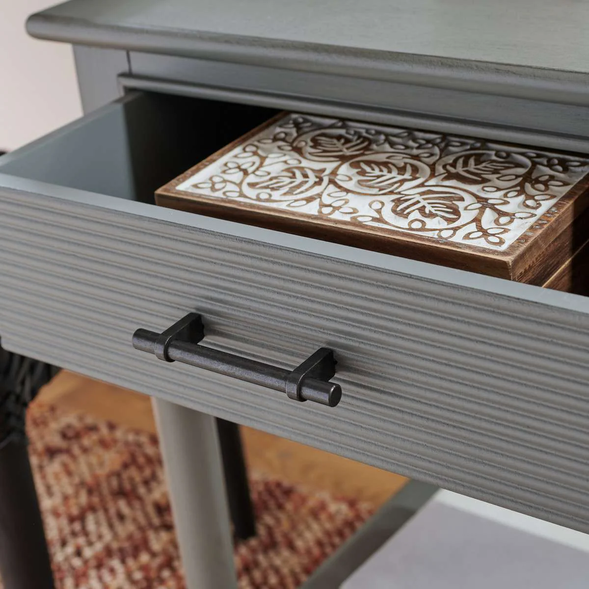 Safavieh Ryder 1Drw Accent Table - Distressed Gray - Image 4