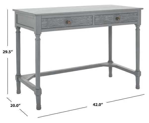 Safavieh Ryleigh 2 Drawer Desk - Distressed Gray - Image 4