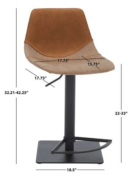Safavieh Rylen Gas Lift Bar Stool - Cognac - Image 4