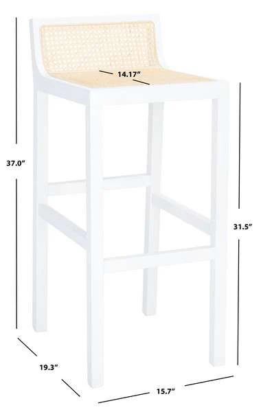 Safavieh Saito Low Back Cane Bar Stool - White - Image 3