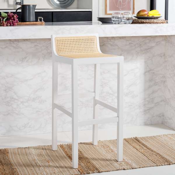 Safavieh Saito Low Back Cane Bar Stool - White - Image 4