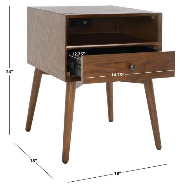 Safavieh Scully Nightstand W/ Usb - Oak - Image 4