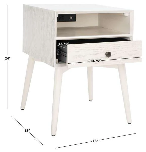 Safavieh Scully Nightstand W/ Usb - White Wash - Image 4