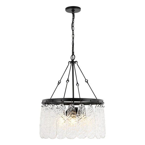 Safavieh Selene, 4 Light, 20 Inch, Black/Clear, Iron/Glass Chandelier - Black - Image 2